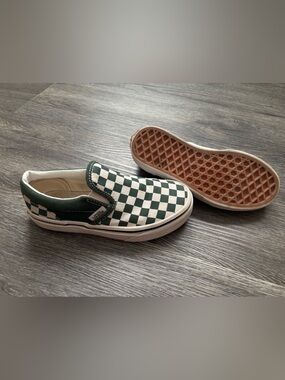 Vans Kids Slip-On Checkerboard Sneaker - Green & White